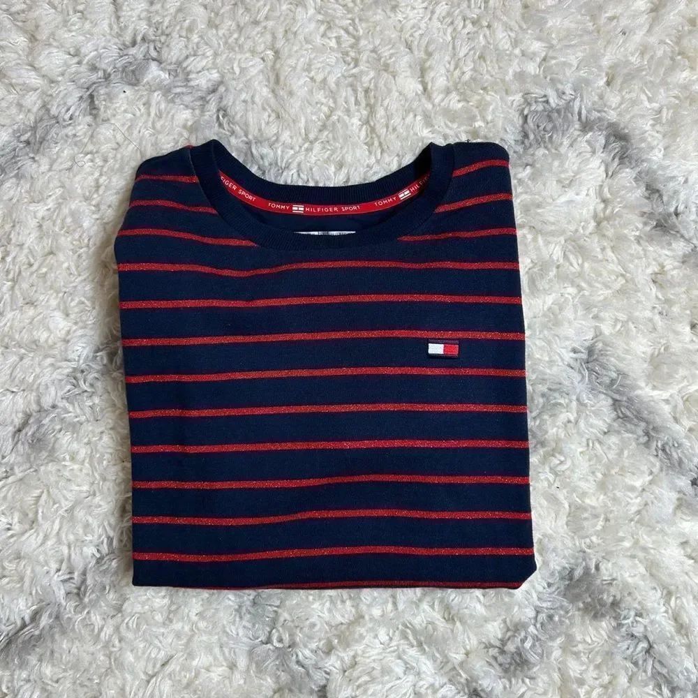 Tommy Hilfiger Kids Long Sleeve Navy and Red Tee